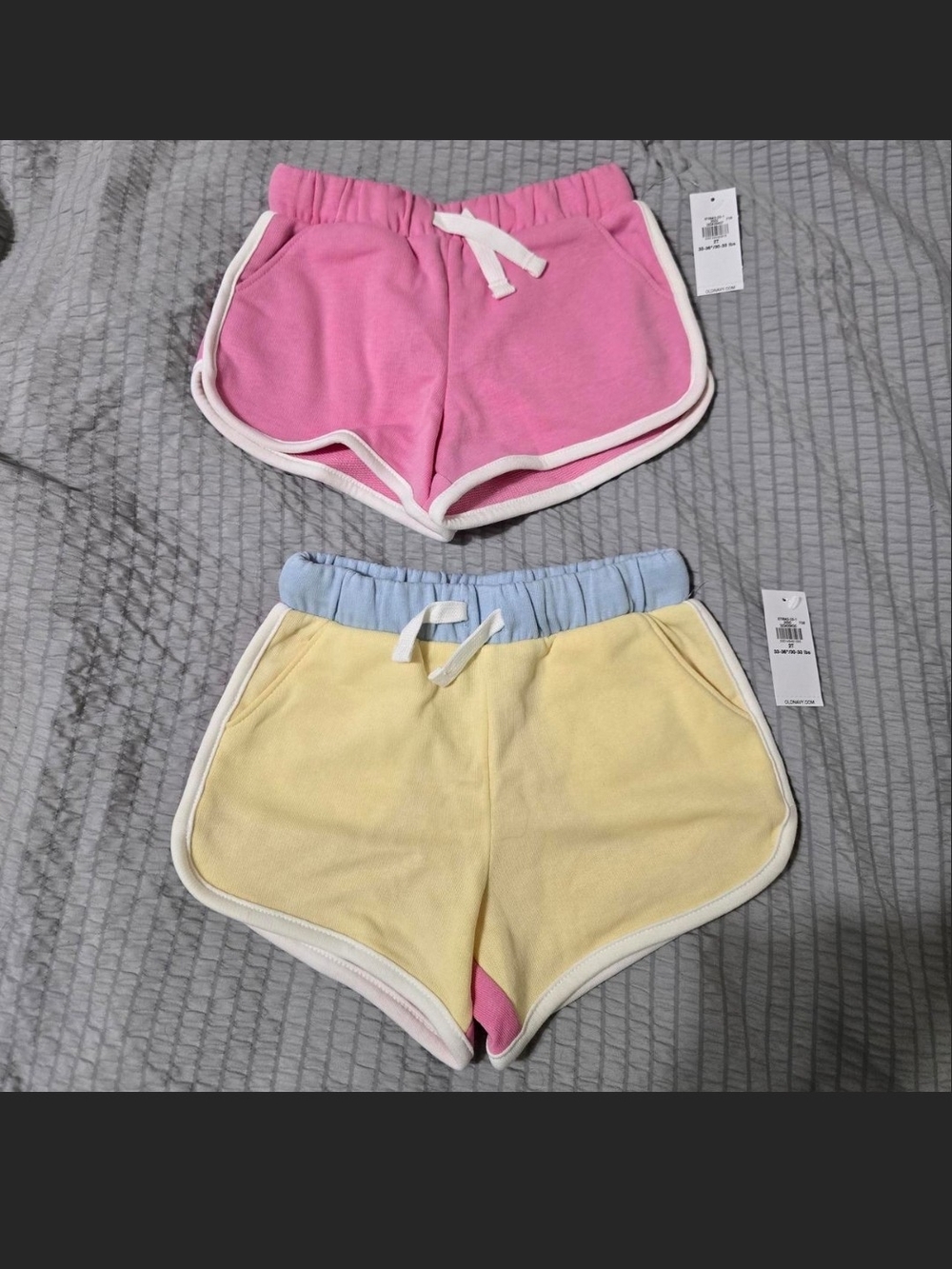 Old Navy Girls Pink & Yellow Retro-Trim Shorts Set NWT
